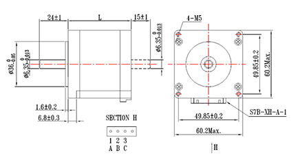 三相混合式步進電機的機械尺寸