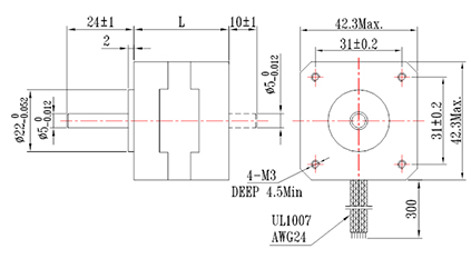 三相混合式步進電機繞線圖的機械尺寸 三相混合式步進電機繞線圖的機械尺寸